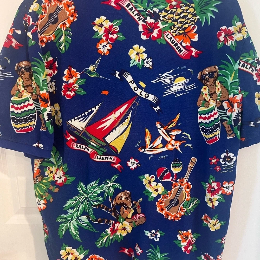 Ralph Lauren Men's Blue Tropical Polo Shirt